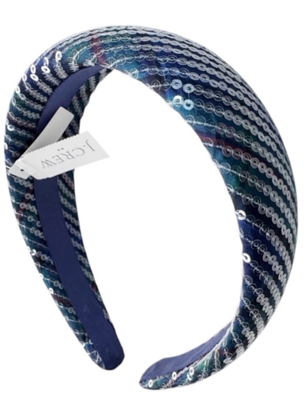 J Crew Sequin Tartan Puff Headband.